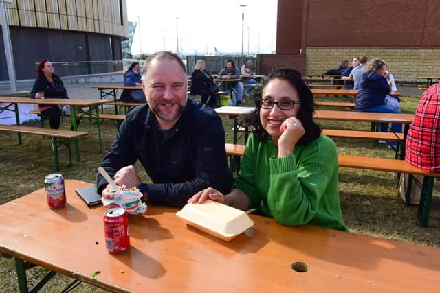 Peter Cammish and Isabel Vazquz at the food festival in South Shields Market Place