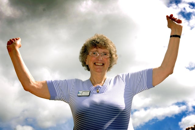 St Clare's Hospice volunteer Doreen Keane who was planning to zip wire from the Baltic over the Tyne in 2014.