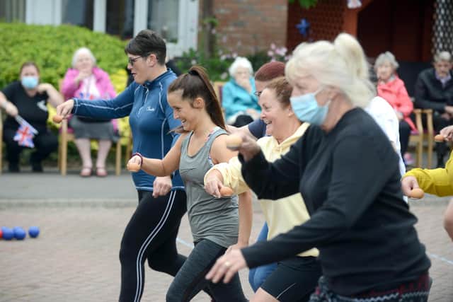 Palmersdene care home staff and residents take part in an Olympic fun day. 