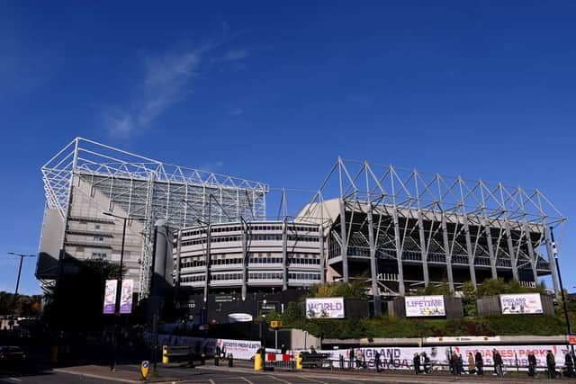 A general view outside the stadium prior to the Premier League match between Newcastle United and Brentford FC at St. James Park on October 08, 2022 in Newcastle upon Tyne, England. (Photo by Stu Forster/Getty Images)