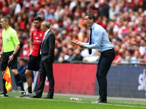 Jack Ross, Manager of Sunderland reacts during the Sky Bet League One Play-off Final match between Charlton Athletic and Sunderland at Wembley Stadium on May 26, 2019 in London, United Kingdom. (Photo by Charlie Crowhurst/Getty Images)