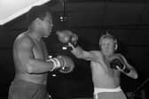 Former British Champion Richard Dunn takes on Ali in an exhibition match on Wearside in 1977.