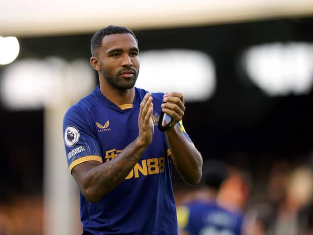 Newcastle United's Callum Wilson applauds the fans after the Premier League match at Craven Cottage.