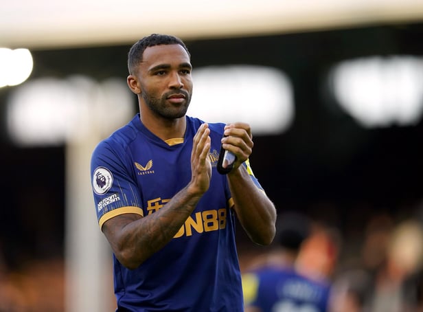 Newcastle United's Callum Wilson applauds the fans after the Premier League match at Craven Cottage.