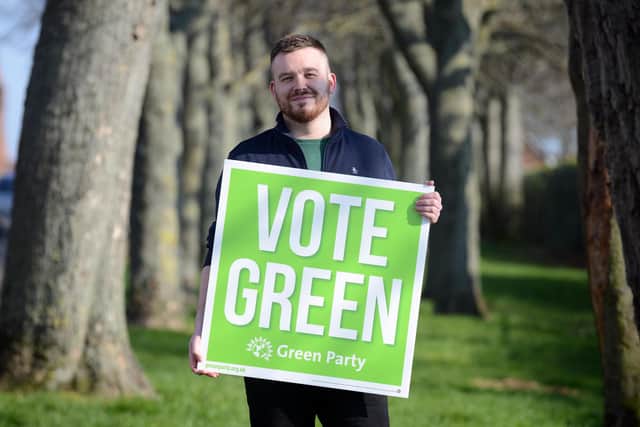 Green Party leader Carla Denyer visits South Shields ahead of local elections to meet candidate Andrew Guy.