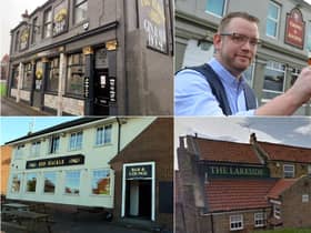 Clockwise from top left: The Albion, owner Gareth Carr outside the Crown & Anchor, The Lakeside and the Red Hackle.
