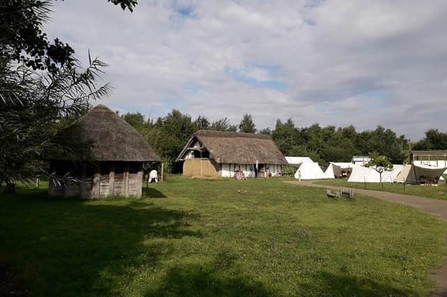 How the Anglo Saxon village at Jarrow Hall is supposed to look.