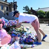 Tributes for Chloe Rutherford and Liam Curry left at their memorial bench outside of South Shields Town Hall.