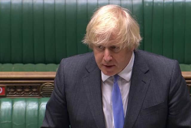 Prime Minister Boris Johnson giving a statement in the House of Commons, London, on the reduction of further lockdown measures. Photo: House of Commons/PA Wire