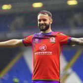 Adam Armstrong of Blackburn Rovers celebrates after he scores their second goal of the game during the Sky Bet Championship match between Coventry City and Blackburn Rovers at St Andrew's Trillion Trophy Stadium (Photo by Nathan Stirk/Getty Images)