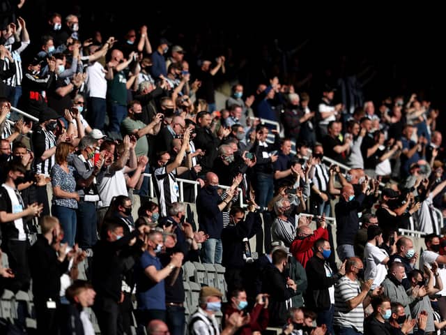 Fans show their support during the Premier League match between Newcastle United and Sheffield United at St James Park.