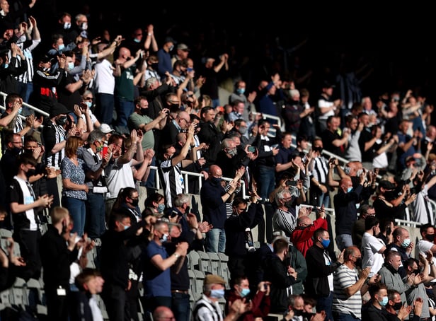 Fans show their support during the Premier League match between Newcastle United and Sheffield United at St James Park.