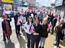 Frederick Street traders are to host a street festival to celebrate the Queens jubilee. From left Cllr Judith Taylor, Sheena Carmichael and Noreen Cooney.