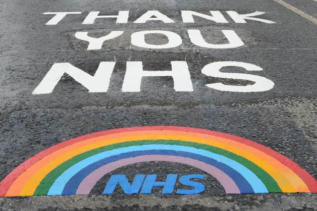 Road markings thanking the NHS in South Tyneside