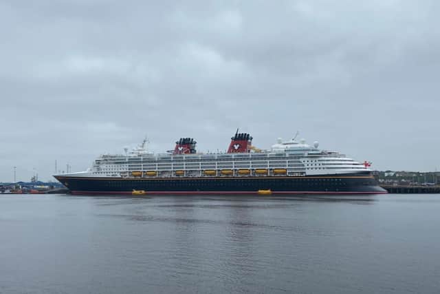 The Disney Magic ship berthed opposite South Shields