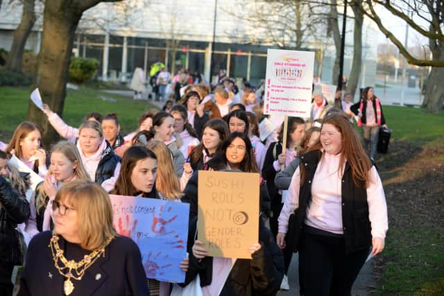 Bright Futures International Women's Day march through South Shields.