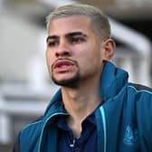 Newcastle United's Brazilian midfielder Bruno Guimaraes arrives ahead of the English Premier League football match between Newcastle United and Fulham at St James' Park in Newcastle-upon-Tyne, north-east England on January 15, 2023.  (Photo by OLI SCARFF/AFP via Getty Images)