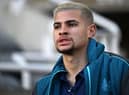 Newcastle United's Brazilian midfielder Bruno Guimaraes arrives ahead of the English Premier League football match between Newcastle United and Fulham at St James' Park in Newcastle-upon-Tyne, north-east England on January 15, 2023.  (Photo by OLI SCARFF/AFP via Getty Images)