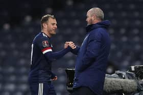 Scotland manager Steve Clarke pictured with Newcastle United winger Ryan Fraser (Photo by Ian MacNicol/Getty Images)