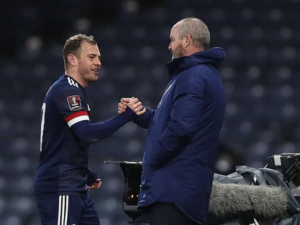 Scotland manager Steve Clarke pictured with Newcastle United winger Ryan Fraser (Photo by Ian MacNicol/Getty Images)
