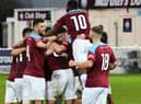 South Shields' players celebrate their historic FA Cup win over Halifax Town (Pic via Kev Wilson)