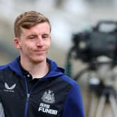 Matt Targett of Newcastle United arrives at the stadium prior to the Premier League match between Newcastle United and Arsenal at St. James Park on May 16, 2022 in Newcastle upon Tyne, England. (Photo by Ian MacNicol/Getty Images)