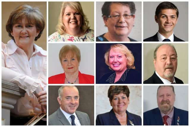 Council leader Cllr Tracey Dixon (large image) with (Left to right) TOP: Cllr Audrey Huntley, Cllr Ruth Berkley, Cllr Adam Ellison MIDDLE: Cllr Margaret Meling,  Cllr Joanne Bell, Cllr Jim Foreman BOTTOM: Cllr Ernest Gibson, Cllr Jane Carter, Cllr Paul Dean