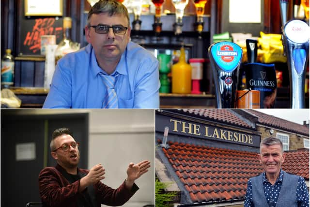 Lee Hughes (above), who runs the Red Hackle pub in Jarrow; Stephen Sullivan, owner of Ziggy's Bar in South Shields (below, left); Lakeside Inn manager, Carl Mowatt (below, right)