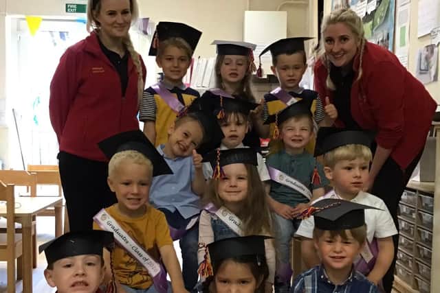Children had graduation ceremonies in their 'pods'.
