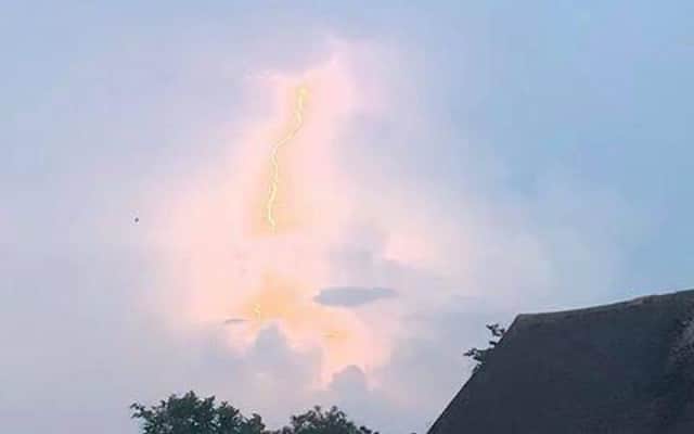 Lightning pictured above the Springwell area of nearby Sunderland on June 26.