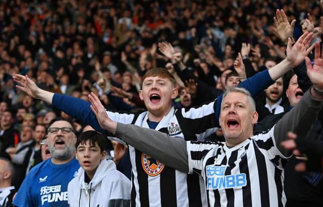 Newcastle United fans at the King Power Stadium.