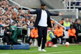 Vincent Kompany, Manager of Burnley, reacts during the Premier League match between Newcastle United and Burnley FC at St. James Park on September 30, 2023 in Newcastle upon Tyne, England. (Photo by Nigel Roddis/Getty Images)