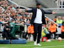 Vincent Kompany, Manager of Burnley, reacts during the Premier League match between Newcastle United and Burnley FC at St. James Park on September 30, 2023 in Newcastle upon Tyne, England. (Photo by Nigel Roddis/Getty Images)