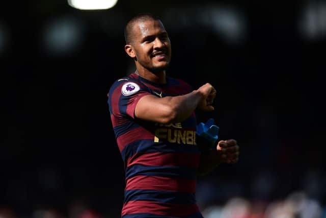 Former Newcastle United striker Salomon Rondon celebrates a win over Fulham in May 2019.