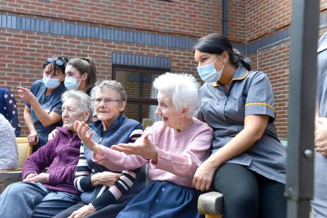Hebburn Court Nursing Home residents enjoy the entertainment.