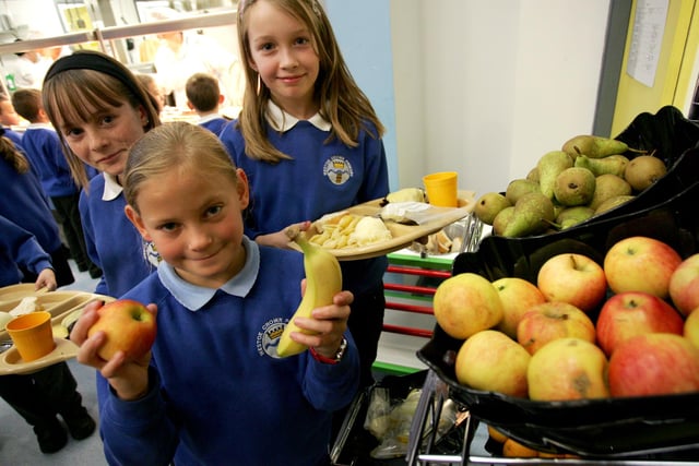 Time for a snack in 2006 but do you recognise the pupils in the picture?