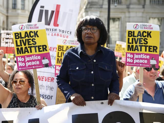 Labour MP Diane Abbott attends a Stand Up to Racism rally outside Downing Street. Picture: Hollie Adams/Getty