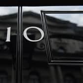The front door of number 10 Downing Street, in London.
