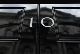 The front door of number 10 Downing Street, in London.
