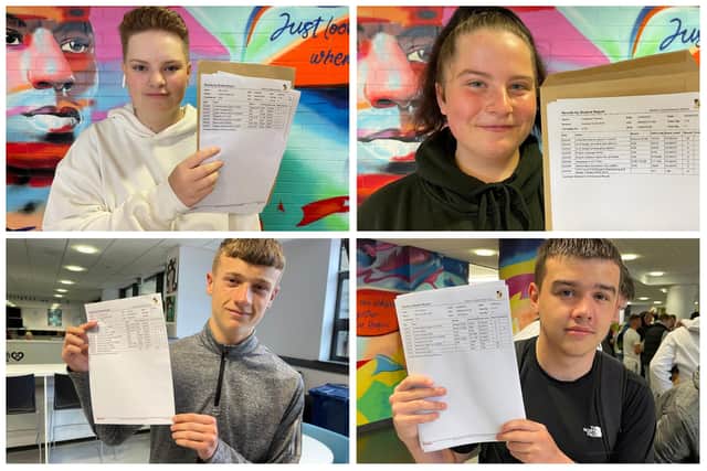 Hebburn Comprehensive students with their GCSE results
