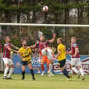 South Shields FC in action as Jon Shaw challenges for the ball. Picture by Craig McNair.