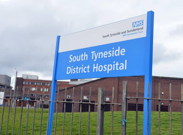 South Tyneside District Hospital entry sign.
