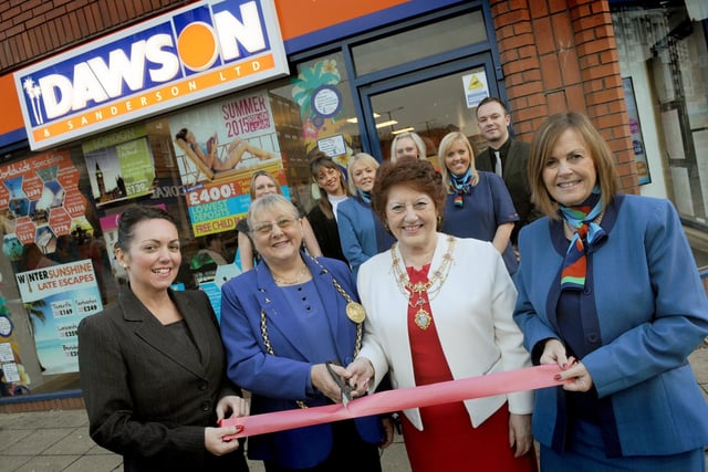 The new Dawson and Sanderson shop was opened in 2014 with the Mayor Coun Fay Cunningham and Mayoress Stella Matthewson performing the ceremony with manager Nicola Spence, left, and Norah Nesbitt, right.