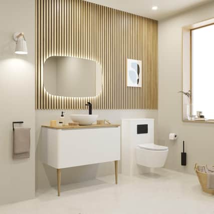 Crosswater Artist Matt White 1000mm Unit & Solid Oak Worktop