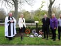 Workers Memorial Day Service attended by the Mayor Cllr Pat Hay, and union representatives Janet Green, Tom Hunter and Martin Smithwhite, with Father Mark Mawhinney, at North Marine Park, South Shieds.