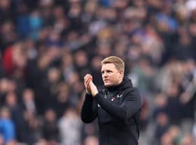 Newcastle United head coach applauds fans last month.