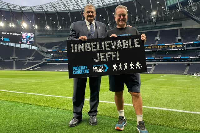 Jeff Stelling after completing his fourth charity walk for Prostate Cancer UK