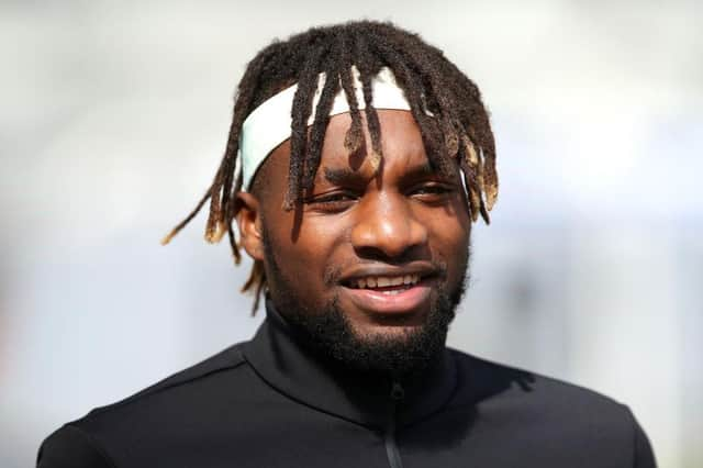 Allan Saint-Maximin arrives at St James's Park.