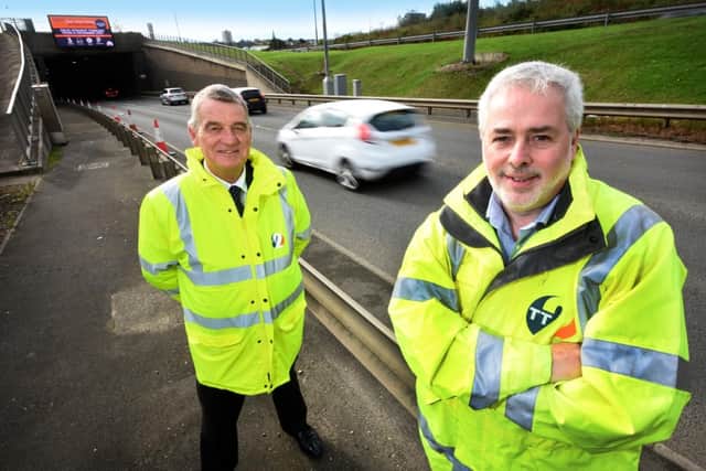 L-R Cllr Martin Gannon and CE at TT2, Philip Smith at Tyne Tunnels
