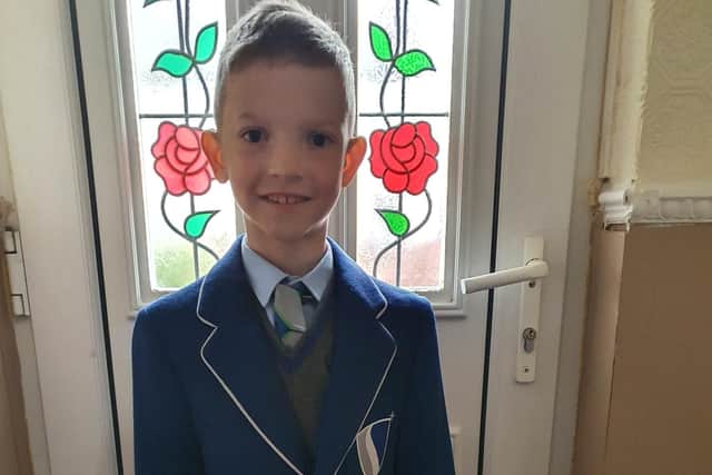 Jack in his new school uniform.